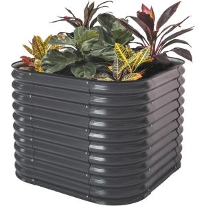 imageVego garden 32quot Extra Tall Raised Garden Bed Kits10 in 1 Modular Raised Planter Box for Vegetables Flowers Fruits Oval Metal Raised GardenModern GrayModern Gray