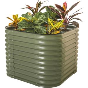imageVego garden 32quot Extra Tall Raised Garden Bed Kits10 in 1 Modular Raised Planter Box for Vegetables Flowers Fruits Oval Metal Raised GardenModern GrayOlive Green