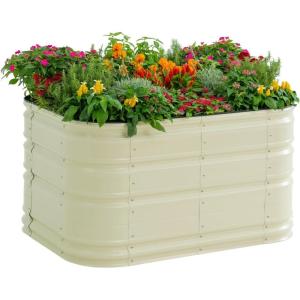 imageVego garden 32quot Tall 6 in 1 Novel Metal Raised Garden Bed Kits Modular Planter Beds for Vegetables Flowers Sky BluePearl White