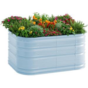 imageVego garden 32quot Tall 6 in 1 Novel Metal Raised Garden Bed Kits Modular Planter Beds for Vegetables Flowers Sky BlueSky Blue