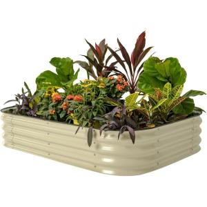 imageVego garden Aluzinc Raised Garden Bed Kits 17quot Tall 6 in 1 Modular Metal Raised Planter Bed for Vegetables Flowers Patio Ground Planter BoxModern GrayPearl White