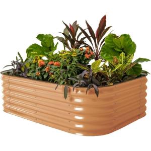 imageVego garden Aluzinc Raised Garden Bed Kits 17quot Tall 6 in 1 Modular Metal Raised Planter Bed for Vegetables Flowers Patio Ground Planter BoxModern GrayTerra Cotta