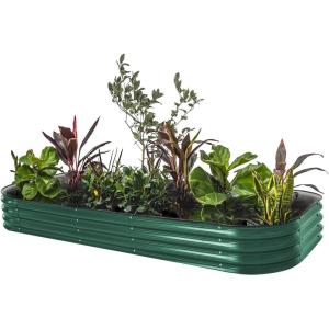 imageVego garden Raised Garden Bed Kit 17quot Tall 10 in 1 Modular Raised Garden Beds Kit Metal Planter Box for Vegetables Flowers Herbs Modern GrayBritish Green
