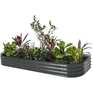 imageVego garden Raised Garden Bed Kit 17quot Tall 10 in 1 Modular Raised Garden Beds Kit Metal Planter Box for Vegetables Flowers Herbs Modern GrayModern Gray