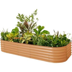 imageVego garden Raised Garden Bed Kit 17quot Tall 10 in 1 Modular Raised Garden Beds Kit Metal Planter Box for Vegetables Flowers Herbs Modern GrayTerra Cotta