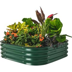 imageVego garden Raised Garden Bed Kit 17quot Tall 4 in 1 Modular Metal Raised Garden Beds Kit Metal Planter Box for Vegetables Flowers Herbs Modern GrayBritish Green