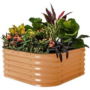 imageVego garden Raised Garden Bed Kit 17quot Tall 4 in 1 Modular Metal Raised Garden Beds Kit Metal Planter Box for Vegetables Flowers Herbs Modern GrayTerra Cotta