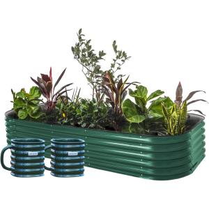 imageVego garden 17 Tall 10 in 1 Modular Raised Garden Beds Kit with 2 Pack 470ml Large Size Coffee Mugs British Green