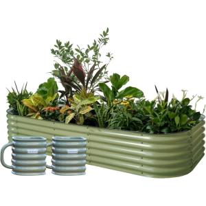 imageVego garden 17 Tall 10 in 1 Modular Raised Garden Beds Kit with 2 Pack 470ml Large Size Coffee Mugs Olive Green