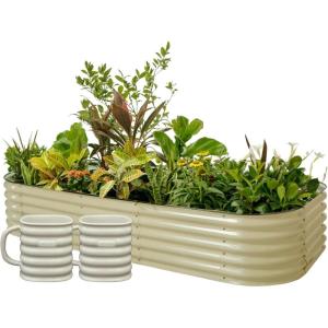 imageVego garden 17 Tall 10 in 1 Modular Raised Garden Beds Kit with 2 Pack 470ml Large Size Coffee Mugs Pearl White
