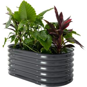 imageVego garden 17quot Tall Kids First Garden Bed 42quot x 24quot Raised Planter Box Outdoor Metal Galvanized Gardening Bed for Vegetables Herb ampamp Flower Modern GrayMorden Gray