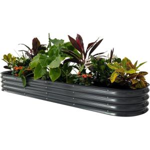imageVego garden Raised Garden Bed Kits 17quot Tall 9 in 1 8ft X 2ft Metal Raised Planter Bed for Vegetables Flowers Ground Planter BoxModern GrayModern Gray