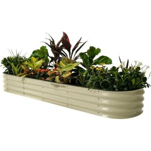 imageVego garden Raised Garden Bed Kits 17quot Tall 9 in 1 8ft X 2ft Metal Raised Planter Bed for Vegetables Flowers Ground Planter BoxModern GrayPearl White