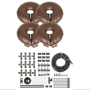 image16 Gallon Tree Watering Bag 4 Pack and 245ft Drip Irrigation System for Raised Garden Beds