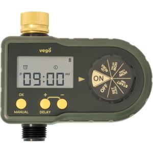 imageVego 2 Zone Sprinkler Timer with Brass Inlet Watering Timer for Garden Hose with Dual Channel Programmable Rain DelayManual WateringAutomatic Irrigation  Water Hose Timer for Yard Lawn1Zone