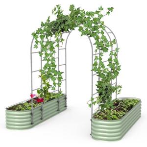 imageVego Garden Modular Arched Trellis System Single Section 15 Long Trellis for Garden Bed 20 x 35Kids Bed and 35 x 354 in 1VAT60  Triple Section 60 Long Trellis