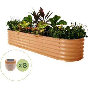 imageVego garden 17quot Tall 9 in 1 Raised Garden Bed Terra Cotta with 8Pack Solar Garden Lights