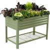 imageElevated Raised Garden BedV Series 2 x 6 Garden Beds with Legs ampamp Storage Rack for Patio Porch 1000 Lbs Weight Capacity Outdoor Planter Boxes for Gardening Herbs Vegetables Flowers Pearl WhiteOlive Green