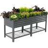 imageElevated Raised Garden BedV Series 2 x 6 Garden Beds with Legs ampamp Storage Rack for Patio Porch 1000 Lbs Weight Capacity Outdoor Planter Boxes for Gardening Herbs Vegetables Flowers Pearl WhiteModern Gray