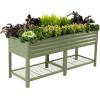 imageElevated Raised Garden BedV Series 2 x 6 Garden Beds with Legs ampamp Storage Rack for Patio Porch 1000 Lbs Weight Capacity Outdoor Planter Boxes for Gardening Herbs Vegetables Flowers Pearl WhiteOlive Green