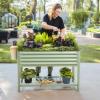 imageElevated Raised Garden BedV Series 2 x 6 Garden Beds with Legs ampamp Storage Rack for Patio Porch 1000 Lbs Weight Capacity Outdoor Planter Boxes for Gardening Herbs Vegetables Flowers Pearl WhiteOlive Green