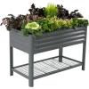 imageElevated Raised Garden BedV Series 2 x 6 Garden Beds with Legs ampamp Storage Rack for Patio Porch 1000 Lbs Weight Capacity Outdoor Planter Boxes for Gardening Herbs Vegetables Flowers Pearl WhiteModern Gray