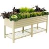 imageElevated Raised Garden BedV Series 2 x 6 Garden Beds with Legs ampamp Storage Rack for Patio Porch 1000 Lbs Weight Capacity Outdoor Planter Boxes for Gardening Herbs Vegetables Flowers Pearl WhitePearl White