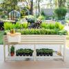 imageElevated Raised Garden BedV Series 2 x 6 Garden Beds with Legs ampamp Storage Rack for Patio Porch 1000 Lbs Weight Capacity Outdoor Planter Boxes for Gardening Herbs Vegetables Flowers Pearl WhiteOlive Green