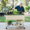 imageElevated Raised Garden BedV Series 2 x 6 Garden Beds with Legs ampamp Storage Rack for Patio Porch 1000 Lbs Weight Capacity Outdoor Planter Boxes for Gardening Herbs Vegetables Flowers Pearl WhiteOlive Green