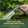 imageGarden Hose Nozzle  9 Spray Patterns Metal Thumb Control OnOff Valve High Pressure Heavy Duty Water Hose Spray Nozzle for Gardening Lawn Care and Cleaning TasksSeaweed GreenSeaweed Green