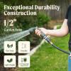 imageGarden Hose Reel Retractable 12quot x 130ft Wall Mounted Hose Reel Automatic Rewind Any Length Lock with 9 Patterns Sprayer Nozzle Quick Connector and Adjustable shot NozzleSeaweed GreenSeaweed Green