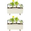 imageVego Garden Herb Indoor Plant Box Self Watering Planters Pots for Indoor Plants with Trellis for Kitchen Window Sill or Countertop Plants Cage  Fog GrayCream White