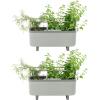 imageVego Garden Herb Indoor Plant Box Self Watering Planters Pots for Indoor Plants with Trellis for Kitchen Window Sill or Countertop Plants Cage  Fog GrayFog Gray