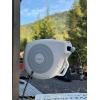 imageVego Garden Hose Reel Retractable HiFlow x 100ft Wall Mounted Hose Reel Automatic Rewind Any Length Lock with 9 Patterns Sprayer Nozzle Quick Connector and Adjustable shot NozzleTidepool BlueCloud White