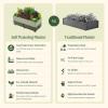 imageVego garden EZCube Self Watering Planter Box Outdoor Raised Garden Bed with Water Gauge for Balcony Rooftop Patio Backyard 21quot x 24quot Fog GraySage Green