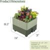 imageVego garden EZCube Self Watering Planter Box Outdoor Raised Garden Bed with Water Gauge for Balcony Rooftop Patio Backyard 21quot x 24quot Fog GraySage Green