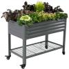 imageElevated Raised Garden BedV Series 2 x 6 Garden Beds with Legs ampamp Storage Rack for Patio Porch 1000 Lbs Weight Capacity Outdoor Planter Boxes for Gardening Herbs Vegetables Flowers Pearl WhiteModern Gray