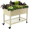 imageElevated Raised Garden BedV Series 2 x 6 Garden Beds with Legs ampamp Storage Rack for Patio Porch 1000 Lbs Weight Capacity Outdoor Planter Boxes for Gardening Herbs Vegetables Flowers Pearl WhitePearl White