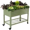 imageElevated Raised Garden BedV Series 2 x 6 Garden Beds with Legs ampamp Storage Rack for Patio Porch 1000 Lbs Weight Capacity Outdoor Planter Boxes for Gardening Herbs Vegetables Flowers Pearl WhiteOlive Green