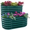 imageVego garden Cascading Raised Garden Planter Box Outdoor Metal Galvanized Gardening Bed for Vegetables Herb ampamp Flower British GreenBritish Green