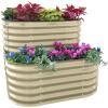 imageVego garden Cascading Raised Garden Planter Box Outdoor Metal Galvanized Gardening Bed for Vegetables Herb ampamp Flower British GreenPearl White