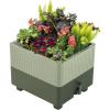 imageVego garden EZCube Self Watering Planter Box Outdoor Raised Garden Bed with Water Gauge for Balcony Rooftop Patio Backyard 21quot x 24quot Fog GraySage Green