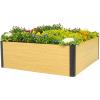 imageWoodgrain Series Raised Garden Bed 2 x 8 Outdoor WoodenLook Metal Planter Box for Gardening Vegetables Flowers Herbs4 x 4