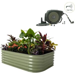 image17quot 6 in 1 Garden Bed ampamp 100ft HiFlow Retractable Hose Reel Kit
