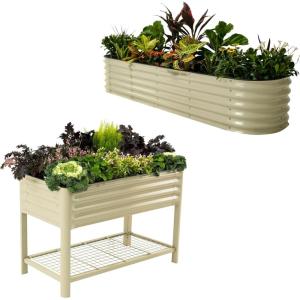 image17quot Tall 9 in 1 Metal Raised Garden Bed ampamp 32quot Tall 2 x 4 Elevated Garden Bed