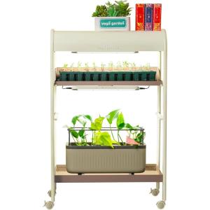 imageVego Garden Grow Lights Stand for Indoor Plants Full Spectrum LED Grow Light with Customized 5 Modes for Seed Starting Leafy Herbs Fruits ampamp Microgreens 1 Pack2 Tier
