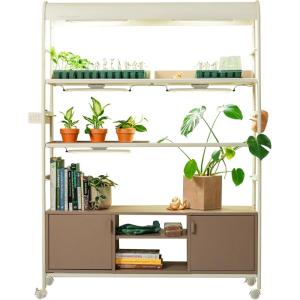 imageVego Garden Grow Lights Stand for Indoor Plants Full Spectrum LED Grow Light with Customized 5 Modes for Seed Starting Leafy Herbs Fruits ampamp Microgreens 1 Pack4 Tier with Storage Pro