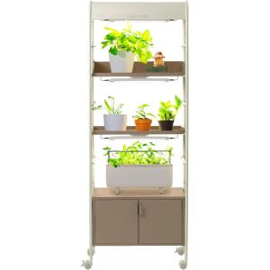 imageVego Garden Grow Lights Stand for Indoor Plants Full Spectrum LED Grow Light with Customized 5 Modes for Seed Starting Leafy Herbs Fruits ampamp Microgreens 1 Pack4 Tier with Storage