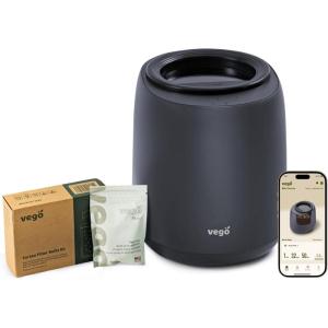 imageVego Kitchen Composter 4L Electric Composter Countertop 5 Modes WeightBased Smart Compost Bin with App Odorless AutoCleaning Food Waste Compost Machine Indoor BlackBlack