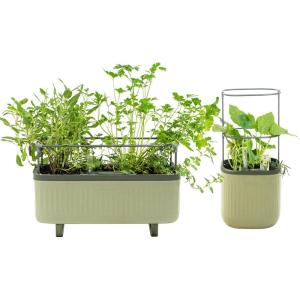 imageVego garden Herb Planter Box with Trellis ampamp Mini Planter Indoor Pots with Trellis Sage Green